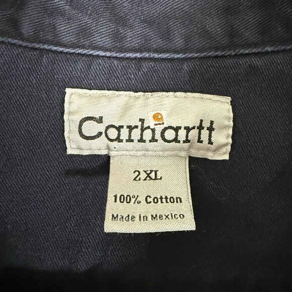 Carhartt Denim Jacket Men's 2XL Blue Button Up Long Sleeve 100% Cotton - Picture 3 of 14